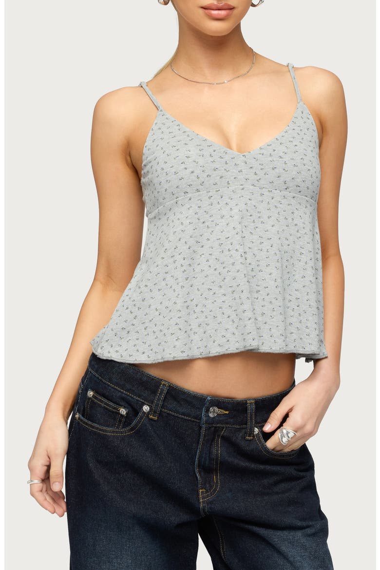 Kelli Floral Print Babydoll Camisole, Main, color, GRAY-MELANGE