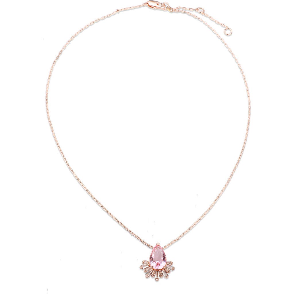 Covet Pink Deco Cz Pendant Necklace In Pink