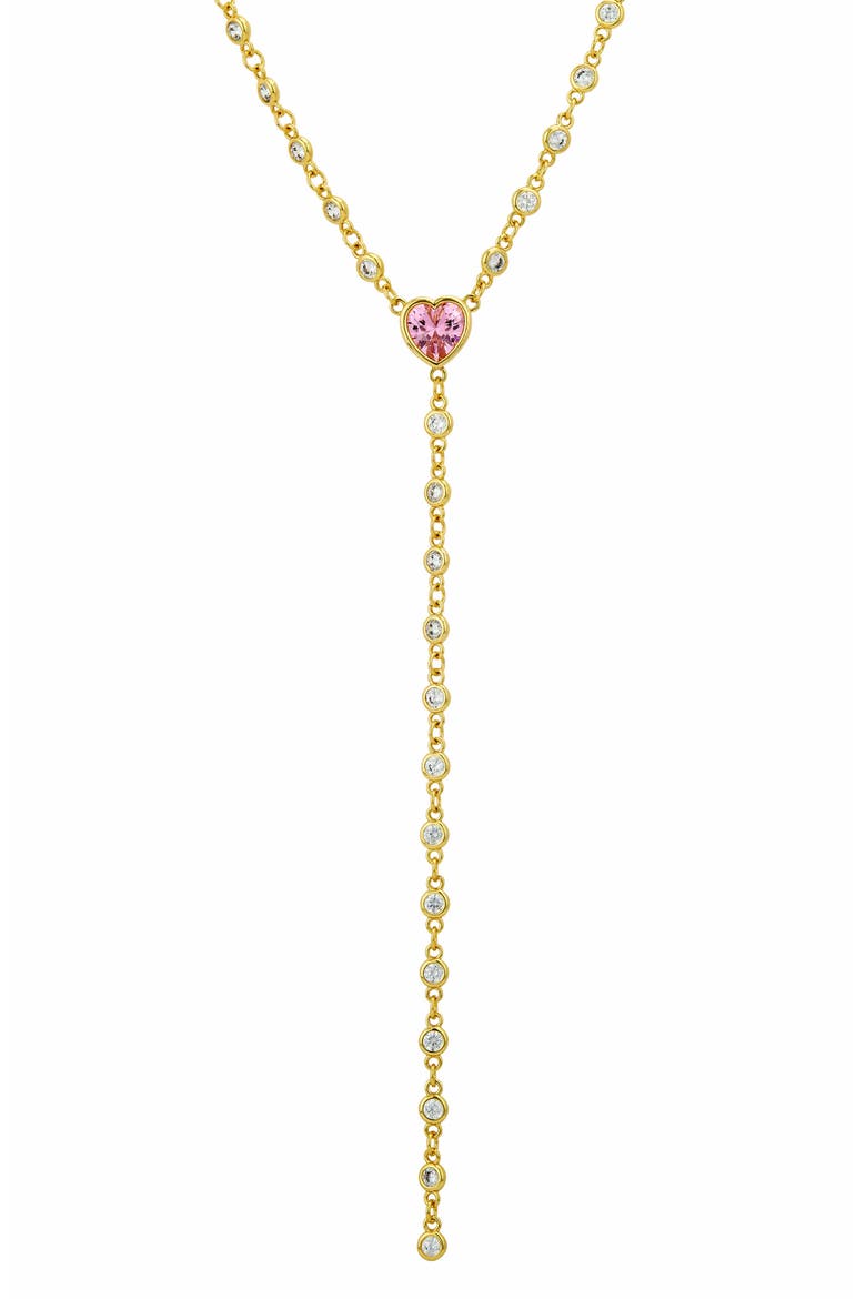 By the Yard Cubic Zirconia Y-Necklace, Main, color, GOLD/PINK