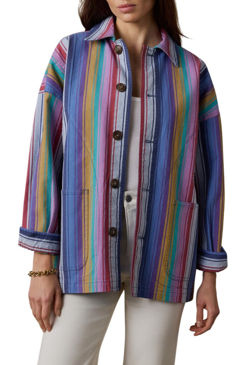 Sunset Stripe Denim Chore Jacket, Main, color, PAINTED ROW STRIPE