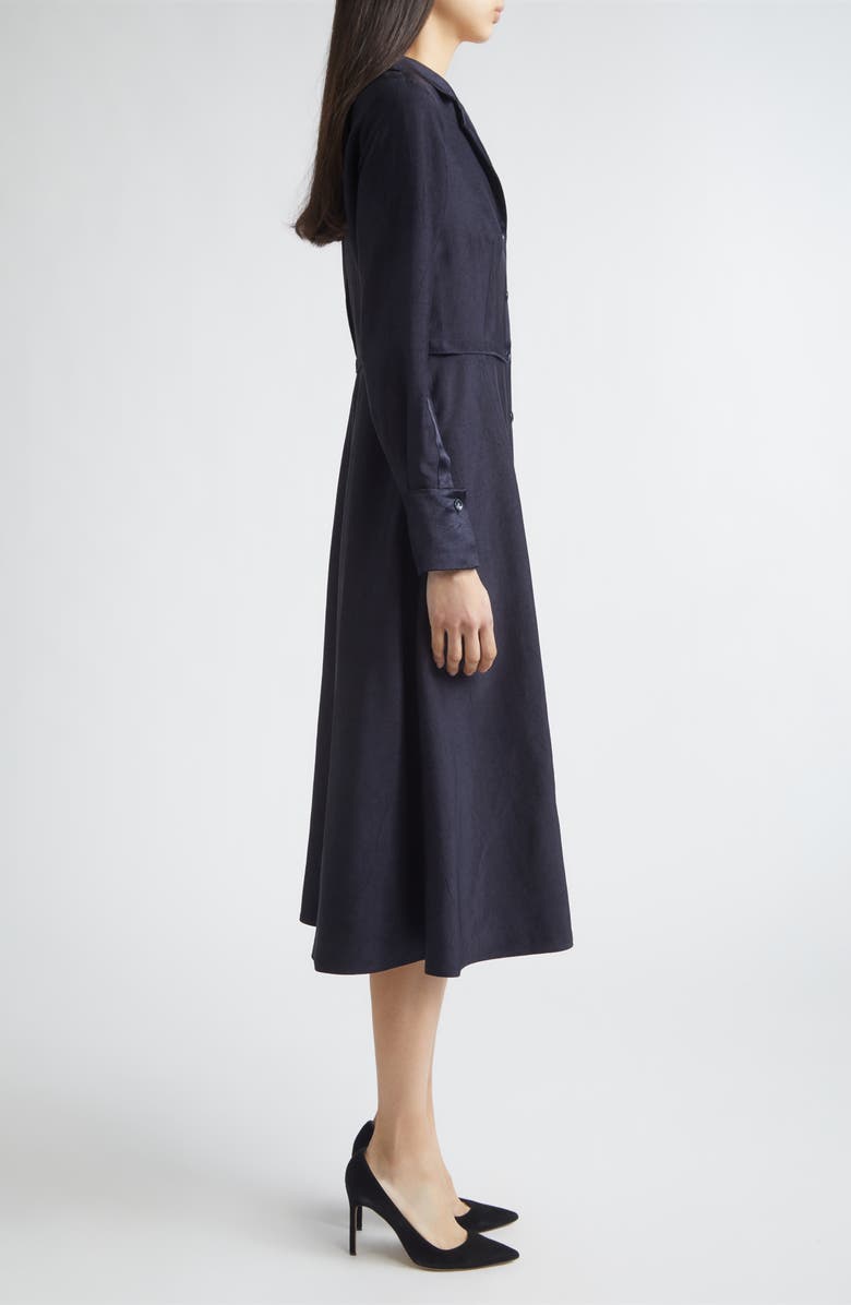 Jason Wu Collection Long Sleeve Washed Twill Midi Shirtdress, Alternate, color, Ultra Navy