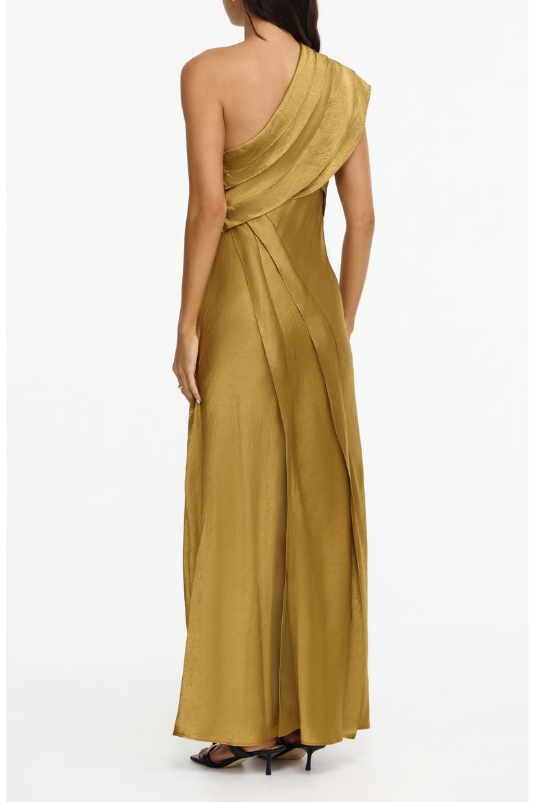 Blenfleet One-Shoulder Gown, Alternate, color, BRASS
