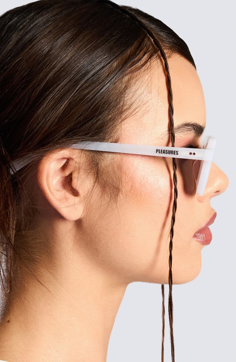 PLEASURES x Akila Era 46mm Small Rectangular Sunglasses, Alternate, color, Milk