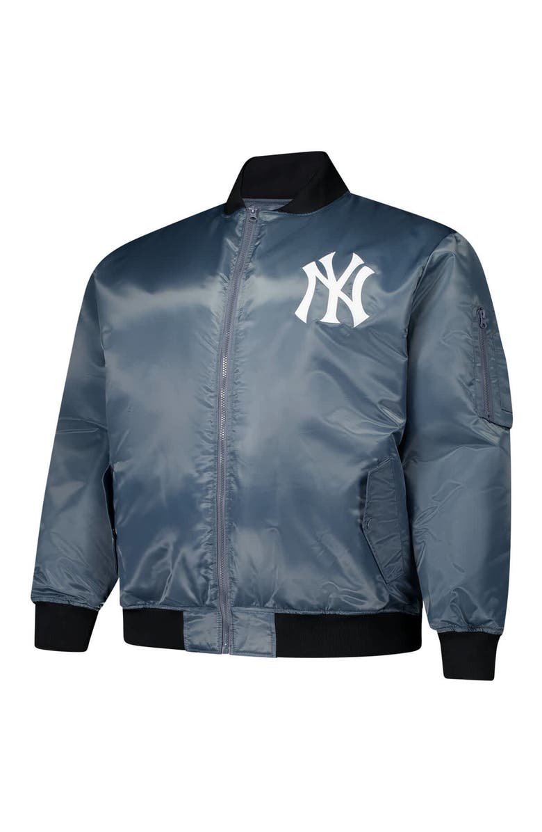 PROFILE Men's Profile Charcoal New York Yankees Big & Tall Full-Zip Bomber Jacket, Alternate, color, Charcoal