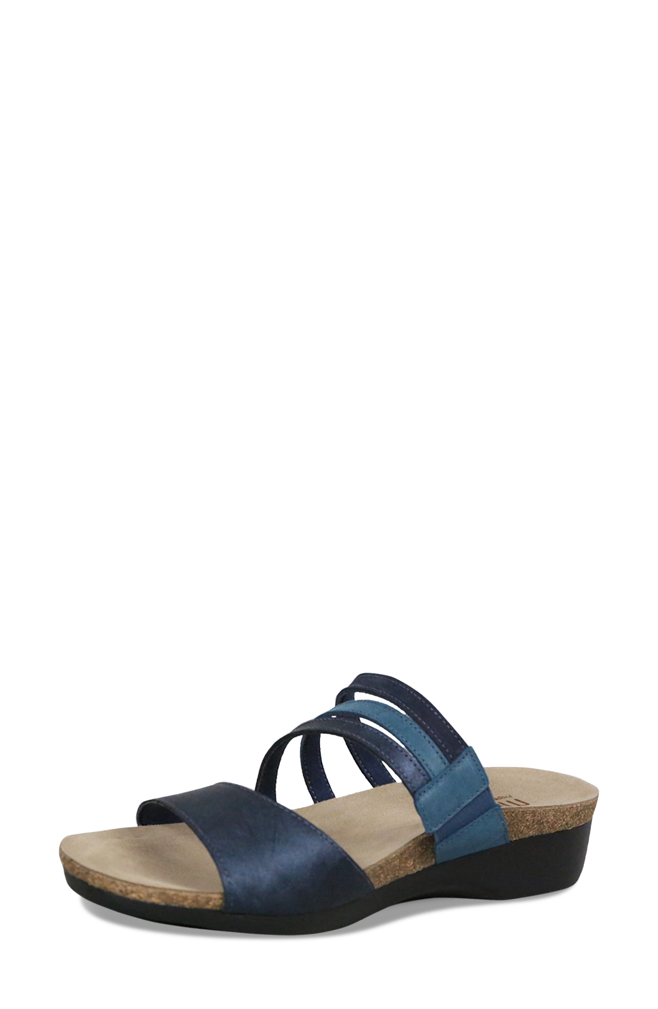 Camila Slide Sandal, Alternate, color, BLUE METALLIC LEATHER