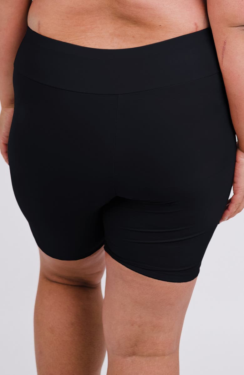 Calypsa Plus Size Mid-Thigh Swim Shorts, Alternate, color, Black
