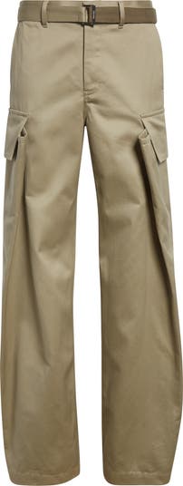 Sacai Belted Cotton Twill Cargo Chinos | Nordstrom