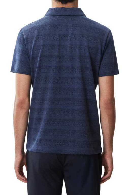 Robert Barakett Duval Stripe Johnny Collar Polo In Navy