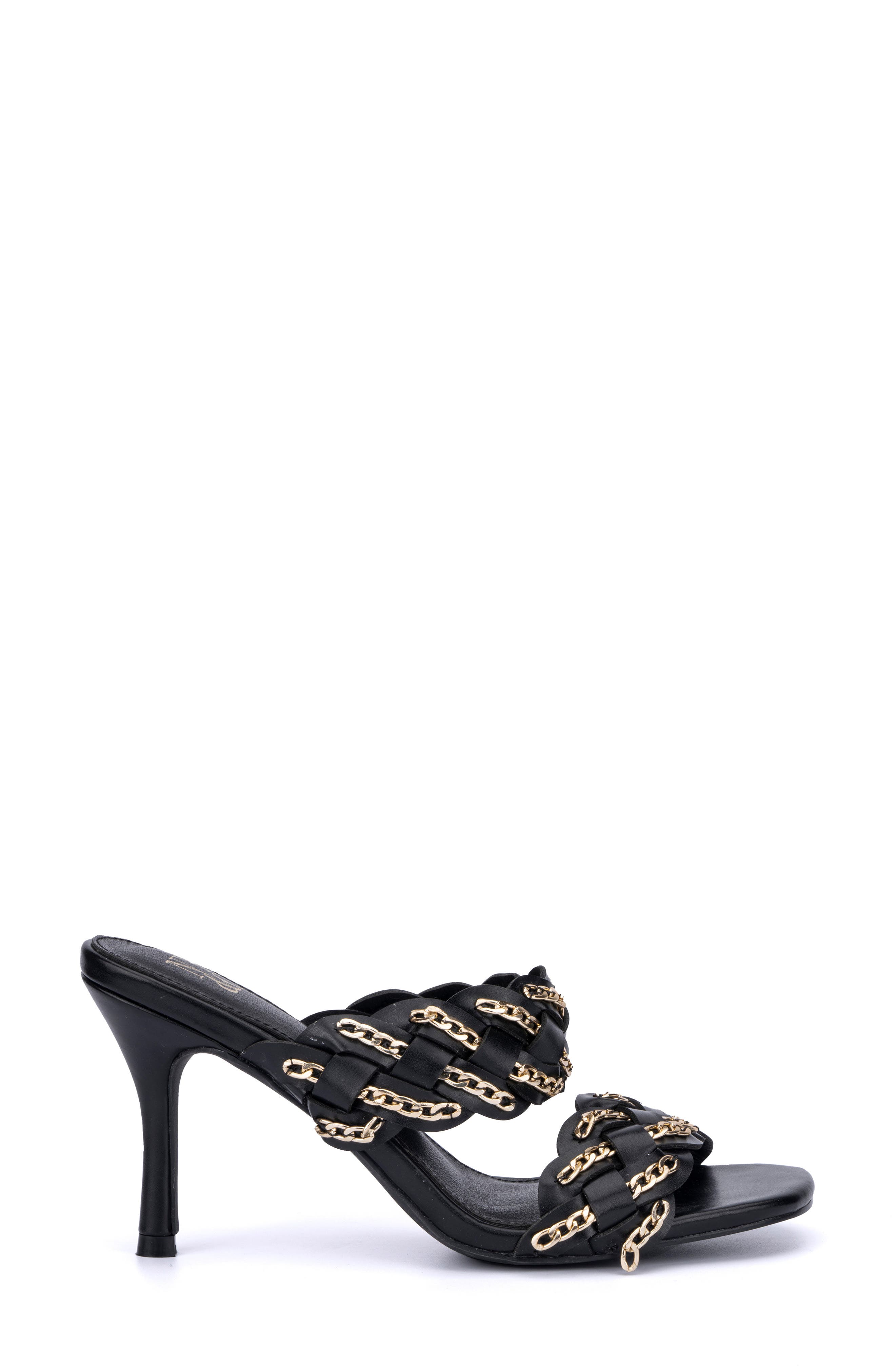 NEW YORK AND COMPANY Courtney Chain Sandal, Alternate, color, Black