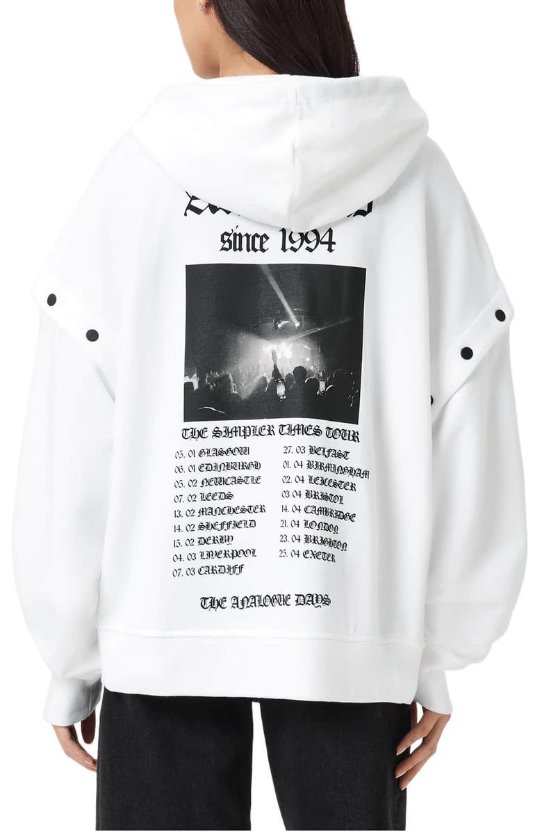 AllSaints Gig Amphia Zip Hoodie, Alternate, color, Optic White