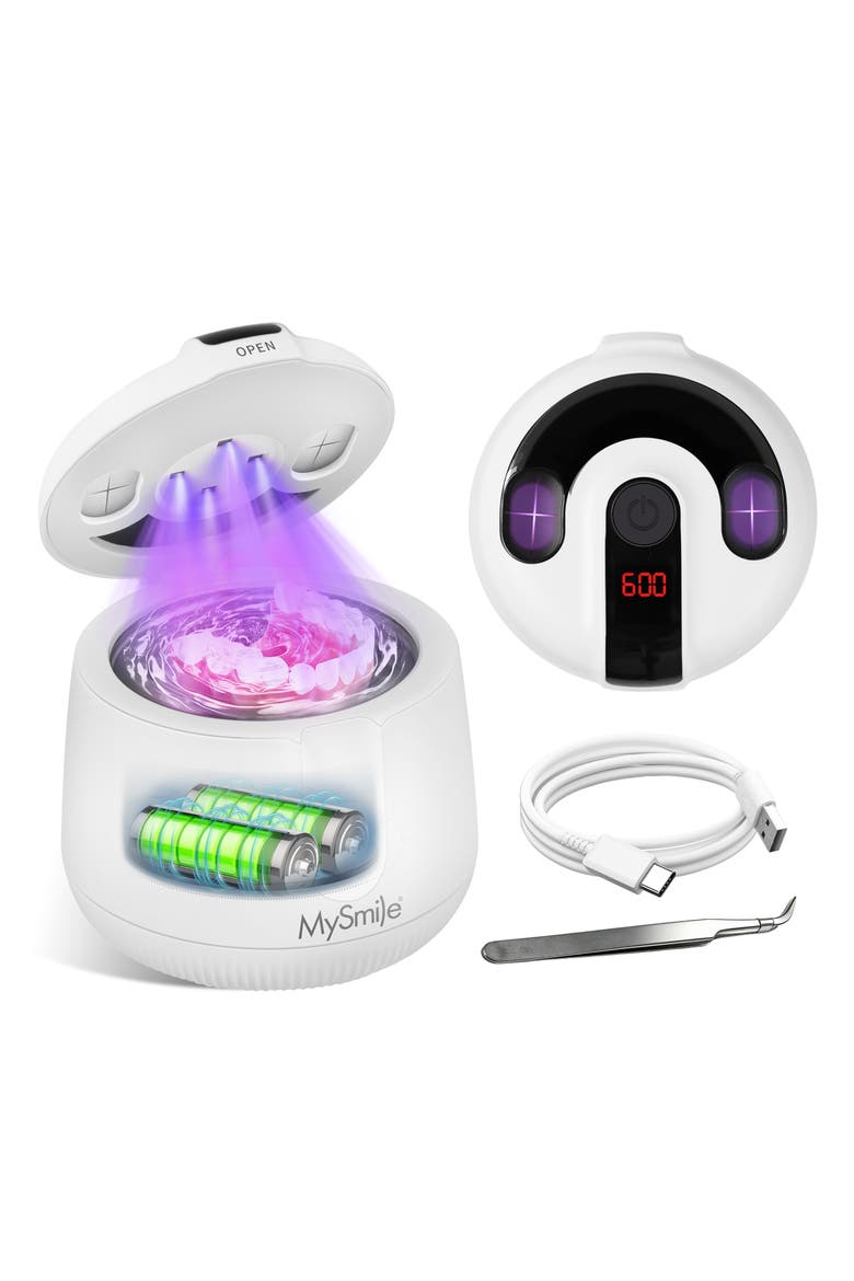 Cordless Ultrasonic Retainer & Jewelry Cleaning Pod with Digital Timer, Main, color, White