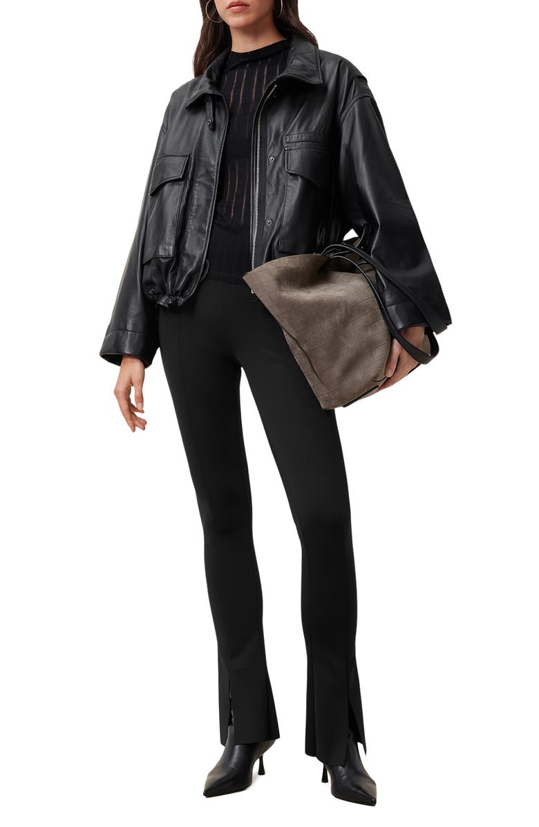 AllSaints Ryla Slit Hem Flare Cuffs, Alternate, color, Black