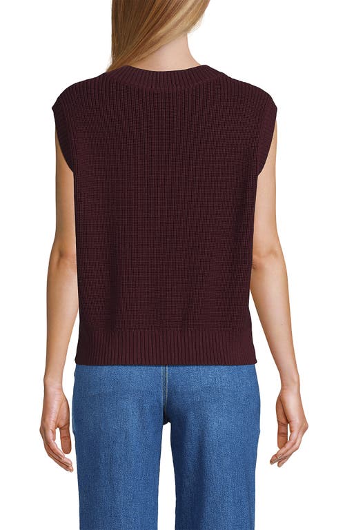 Lands' End Drifter Modern Cable V Neck Vest Sweater In Brown