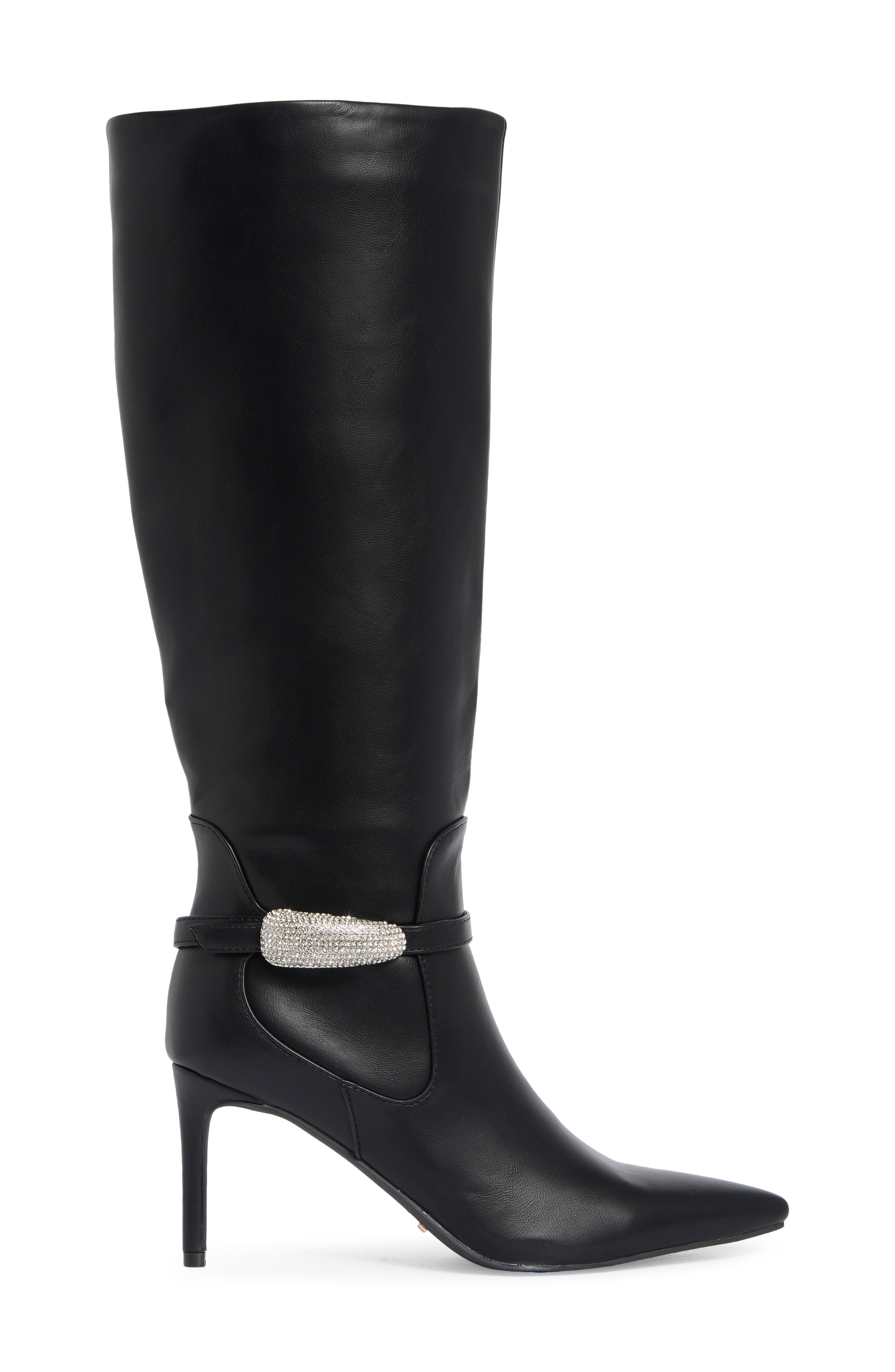 Domineca Knee High Faux Leather Boot, Alternate, color, BLACK