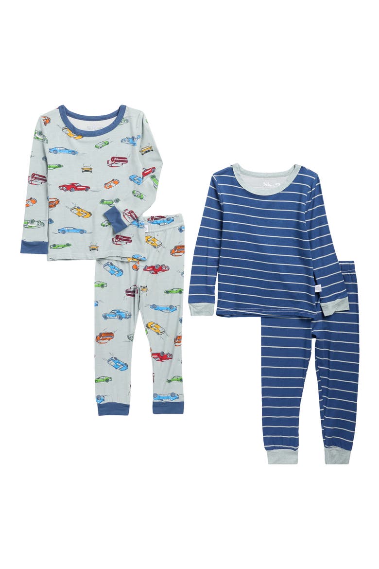Kids' Assorted 2-Pack Print Fitted Two-Piece Pajamas, Main, color, GREY