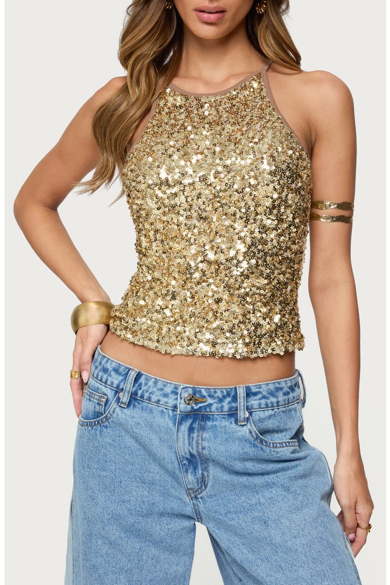 Pasha Sequin Camisole, Main, color, GOLD