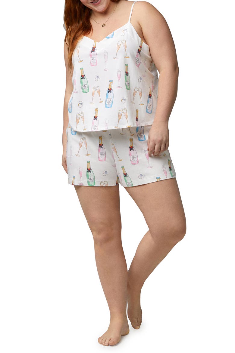Print Short Pajamas, Alternate, color, CHAMPAGNE WEDDING