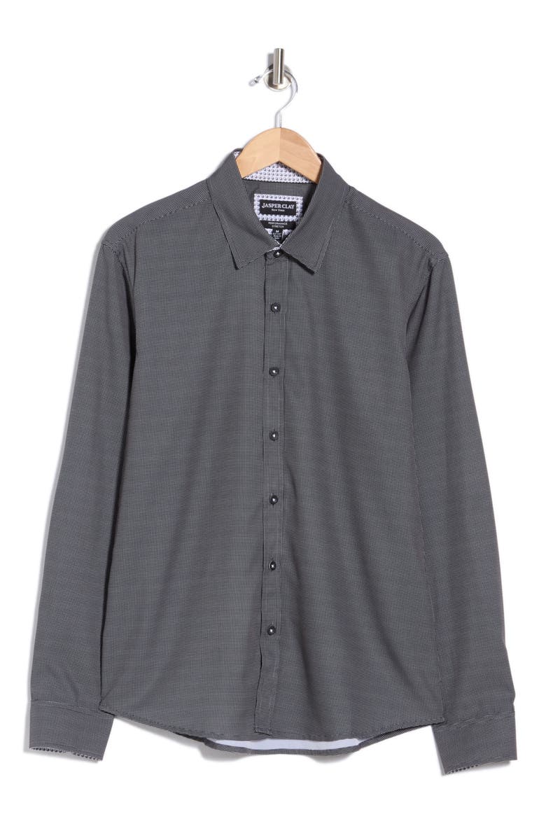 Performance Stretch Button-Up Shirt, Alternate, color, BLACK