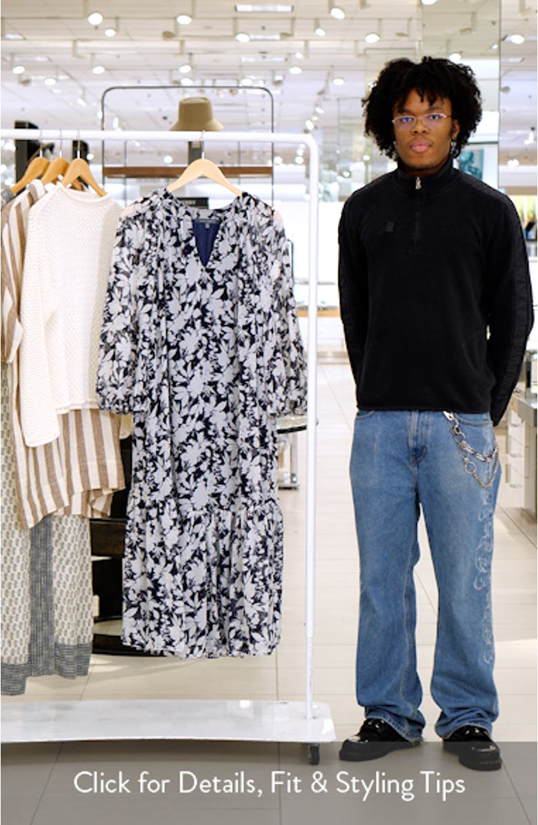 Puff Sleeve Tie Belt Midi Dress, sales video thumbnail