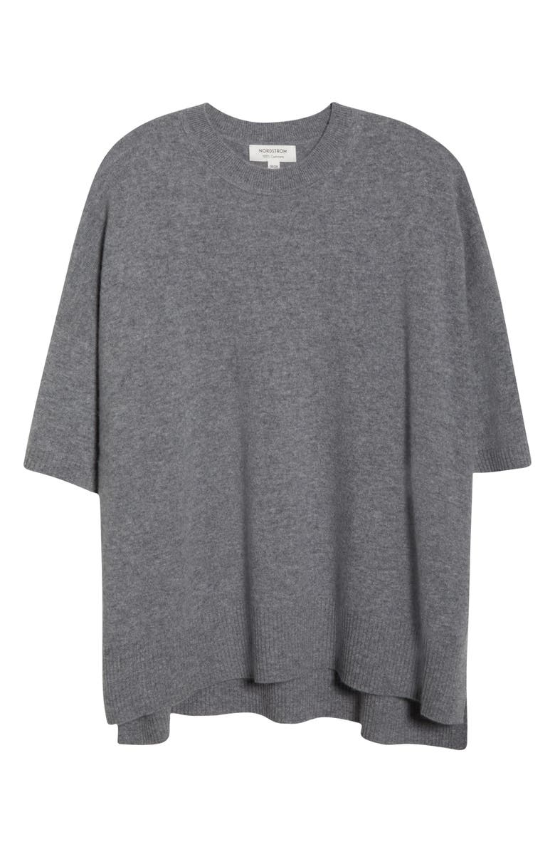 Nordstrom Short Sleeve Cashmere Sweater, Alternate, color, Grey Night