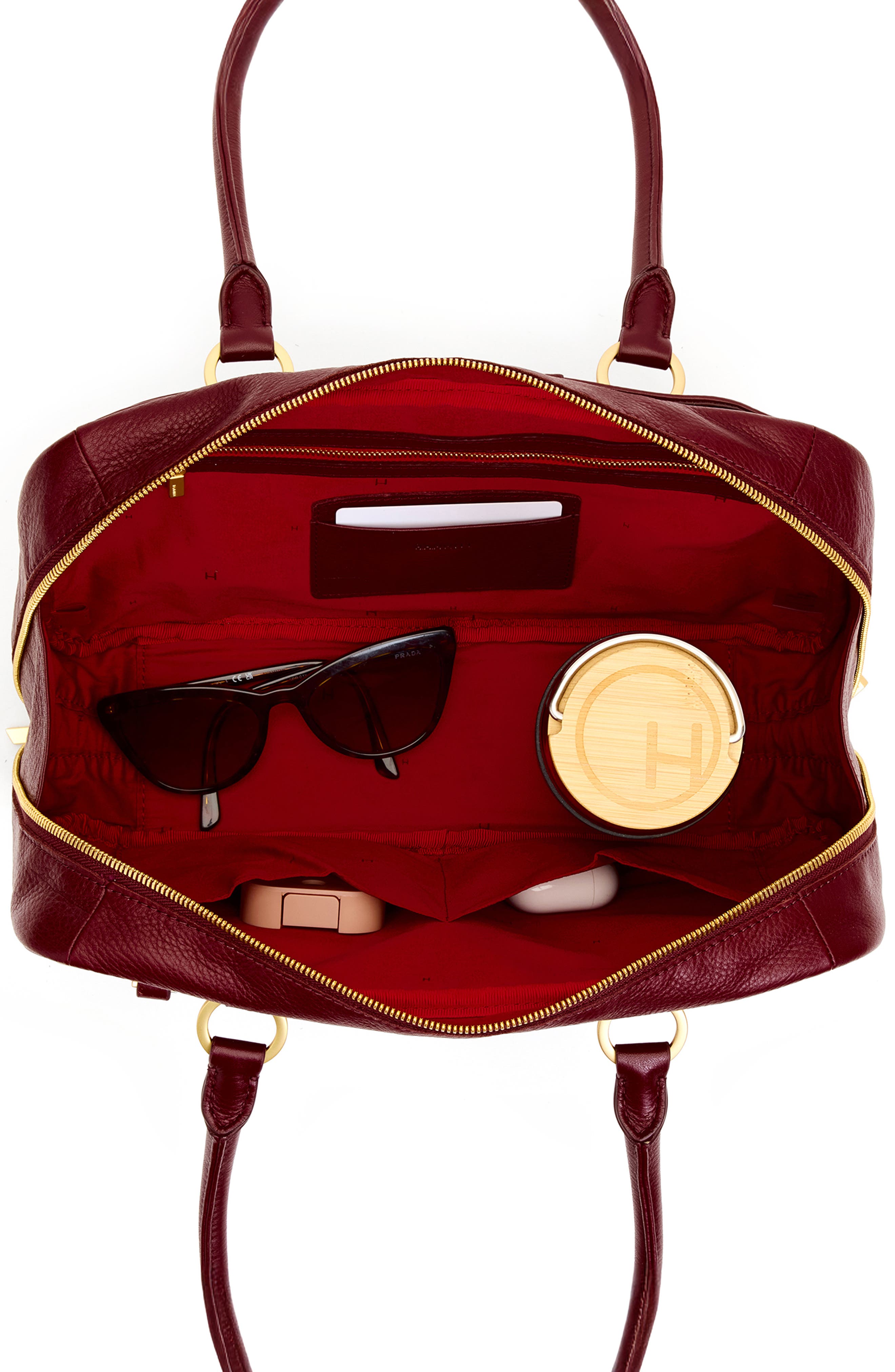 HAMMITT Medium Meredith Leather Shoulder Bag, Alternate, color, Cherrywood Pebble Brushed Gold