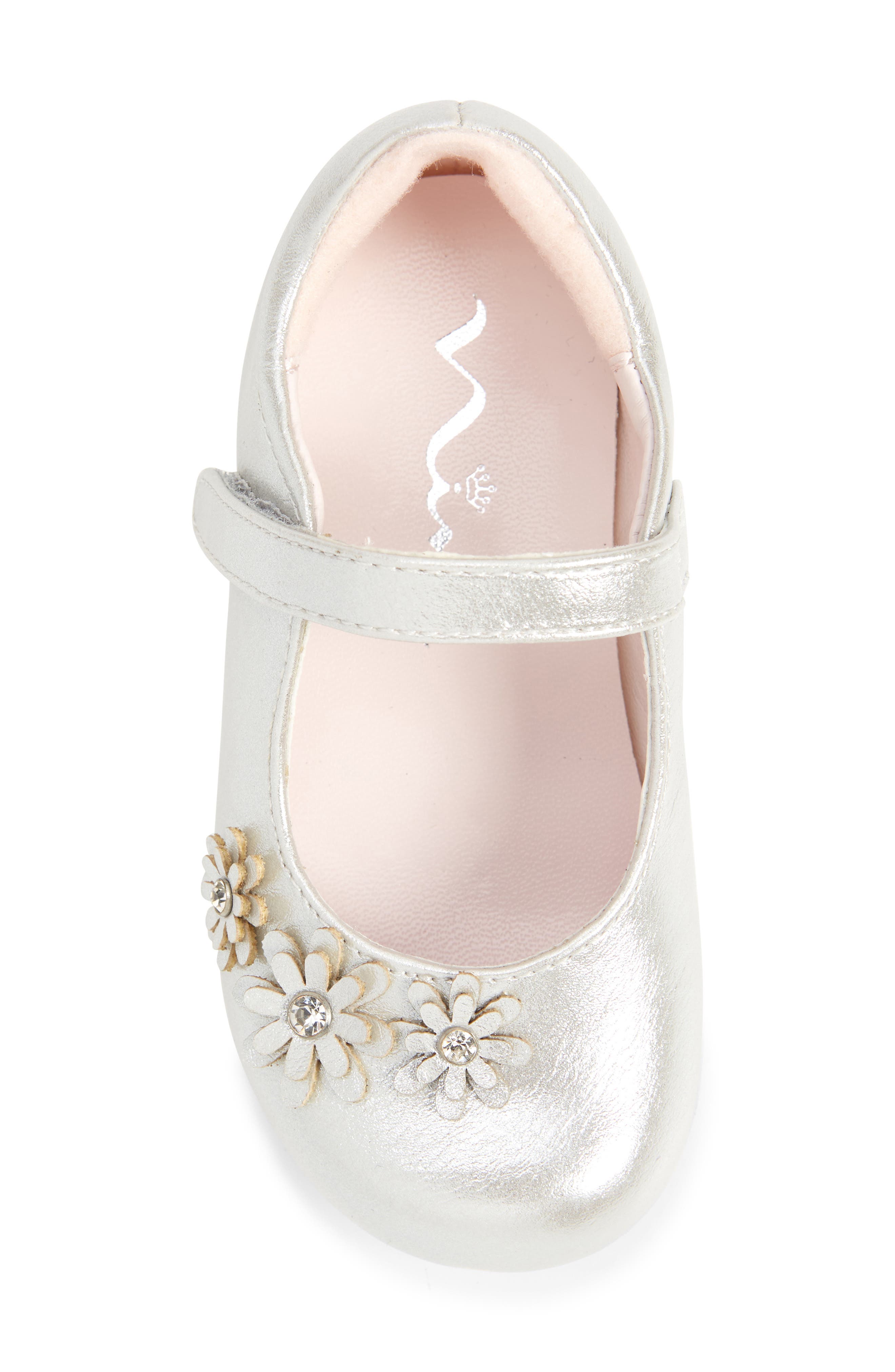 Nina Kids' Daisy Mary Jane Flat, Alternate, color, Silver Shimmer
