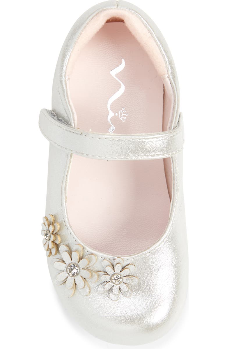 Nina Kids' Daisy Mary Jane Flat, Alternate, color, Silver Shimmer
