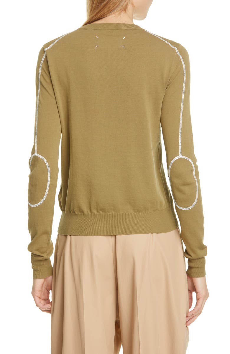 Maison Margiela Stitch Elbow Patch Cotton Sweater, Alternate, color,