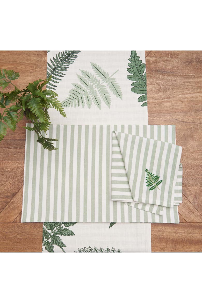 Botanical Forest Hemstitch Set of 6 Cloth Napkins, Alternate, color, Green