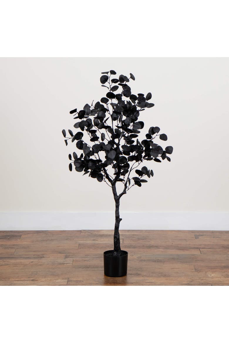 4-ft Artificial Halloween Black Eucalyptus Tree, Alternate, color, Black