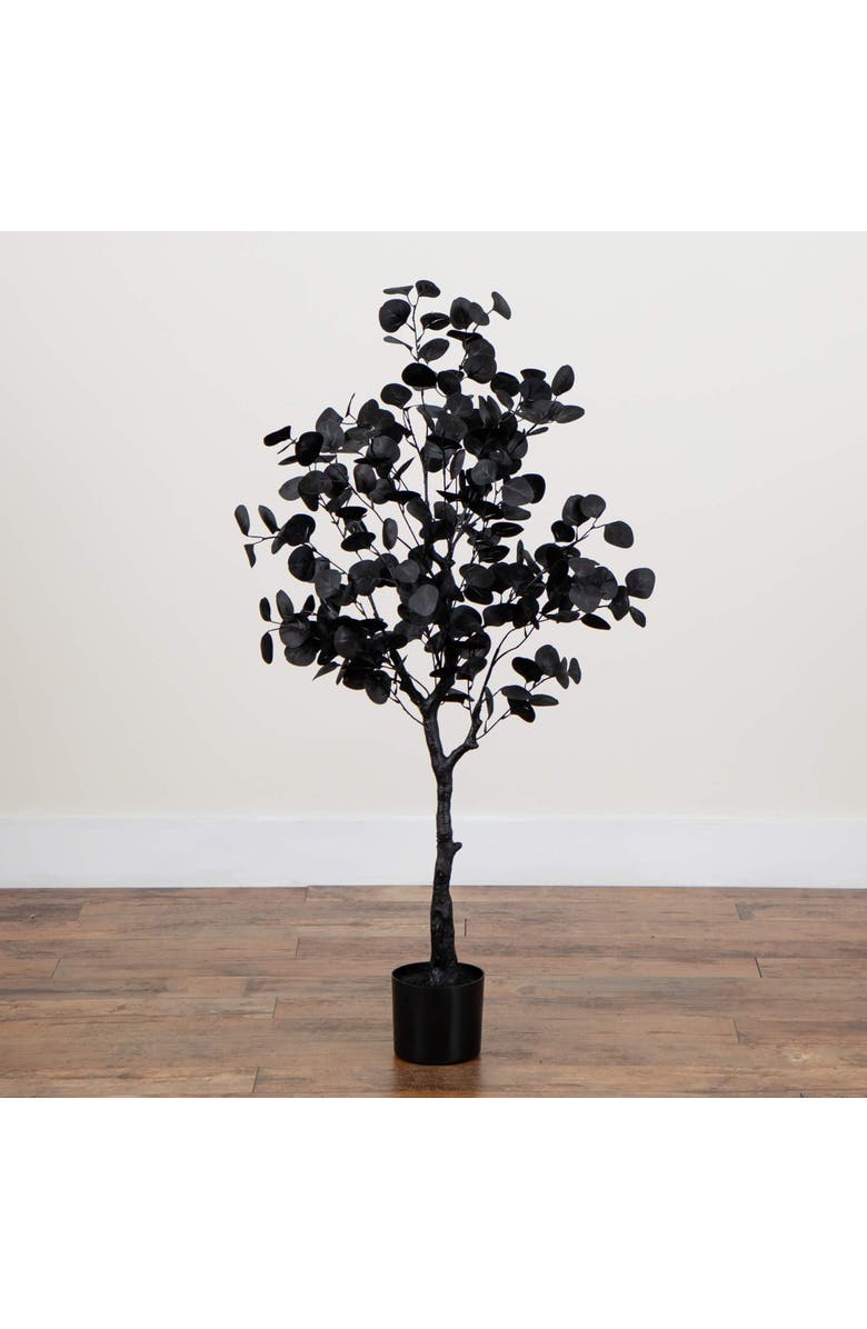NEARLY NATURAL 4-ft Artificial Halloween Black Eucalyptus Tree, Alternate, color, Black