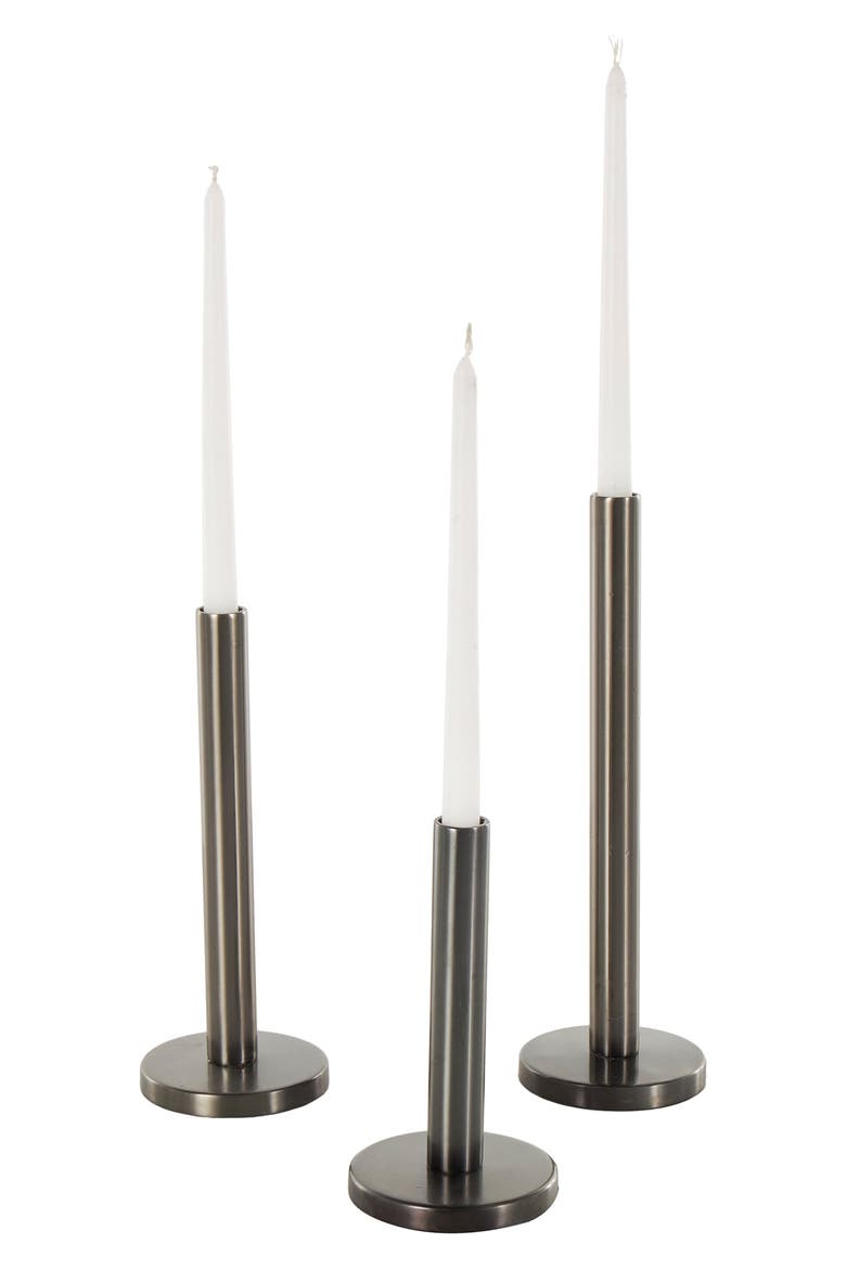 Set of 3 Taper Candleholders, Alternate, color, SILVER