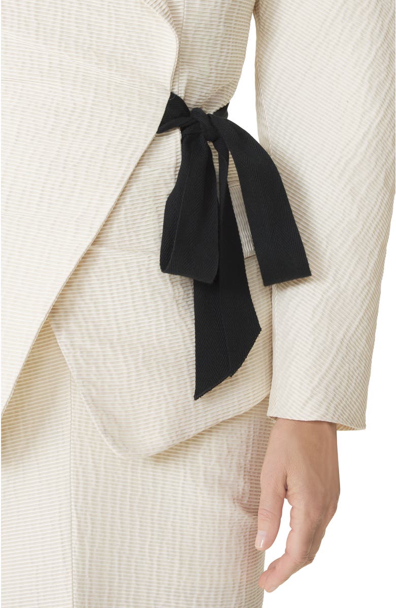 Lanvin White Belted Jacquard Jacket, Alternate, color, Ecru