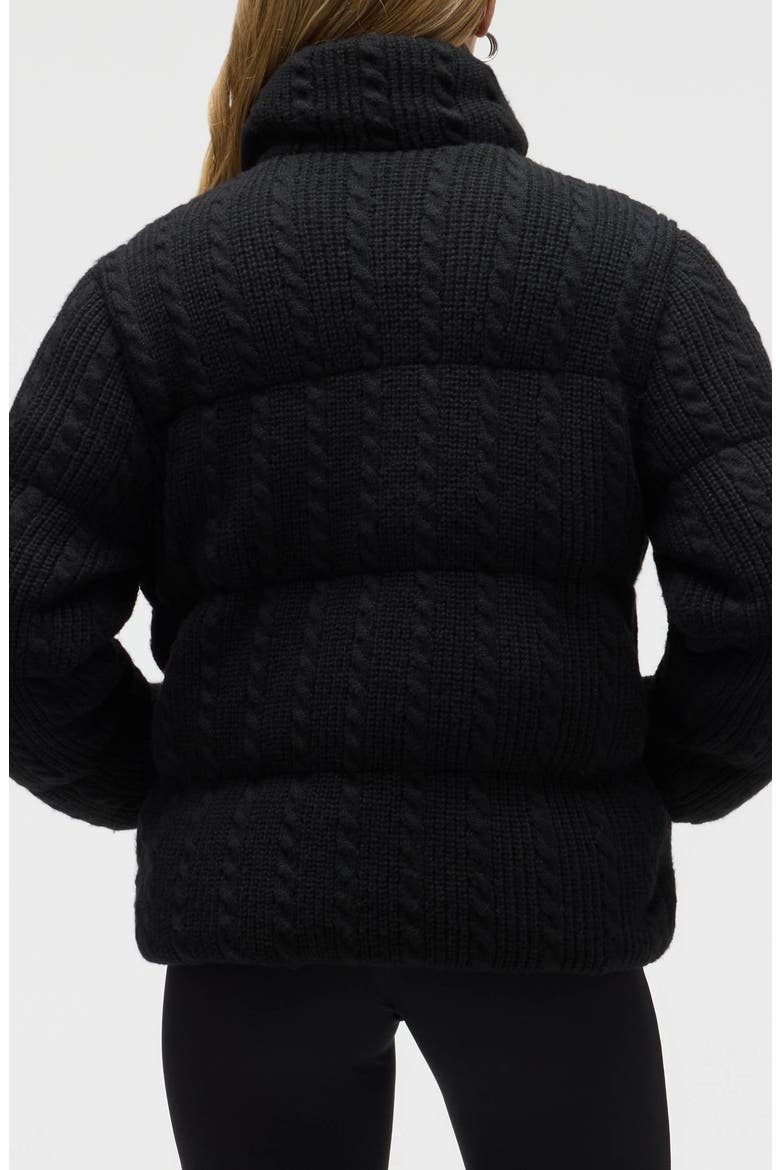 Cable Stitch Channel Quilted Puffer Jacket, Alternate, color, BLACK
