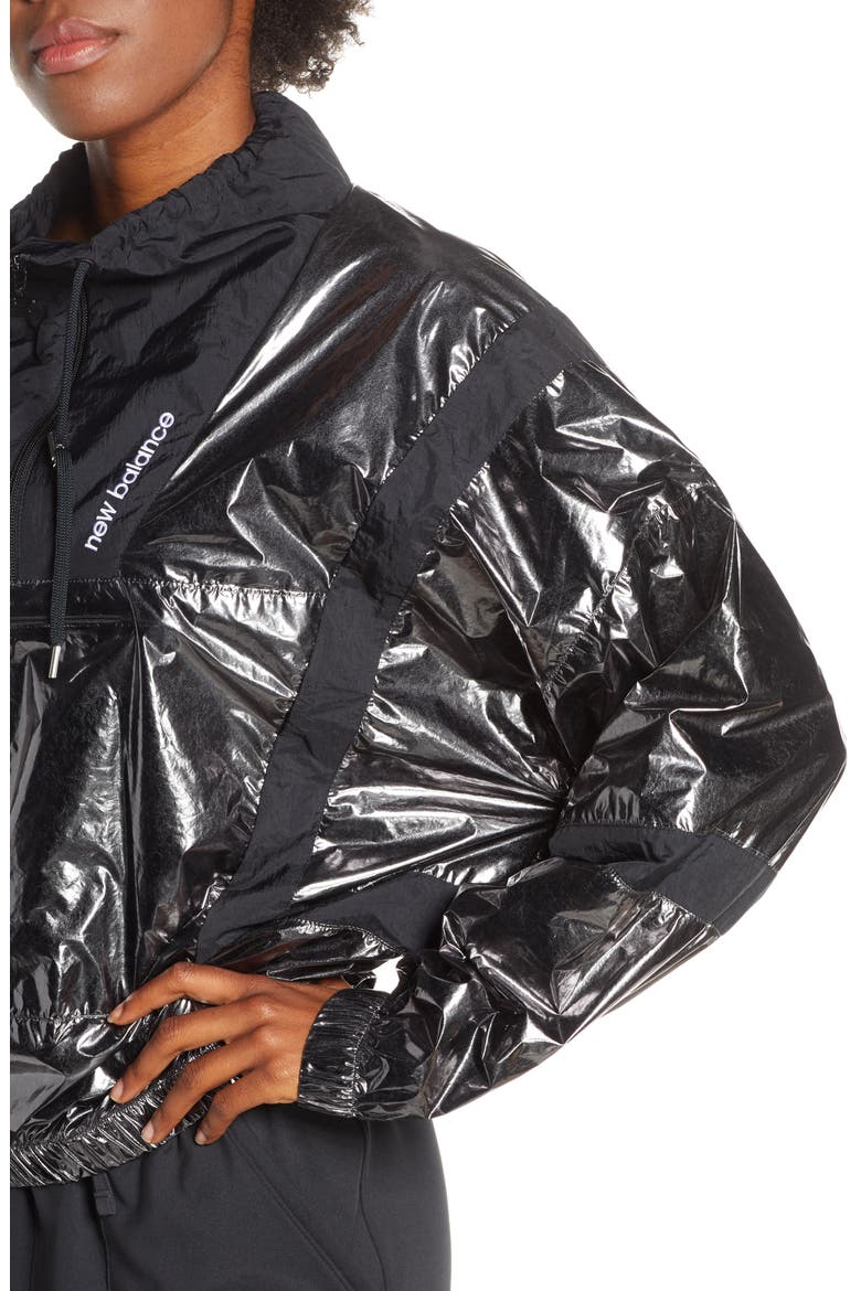 Select Metallic Quarter Zip Windbreaker, Alternate, color, BLACK MAGNET