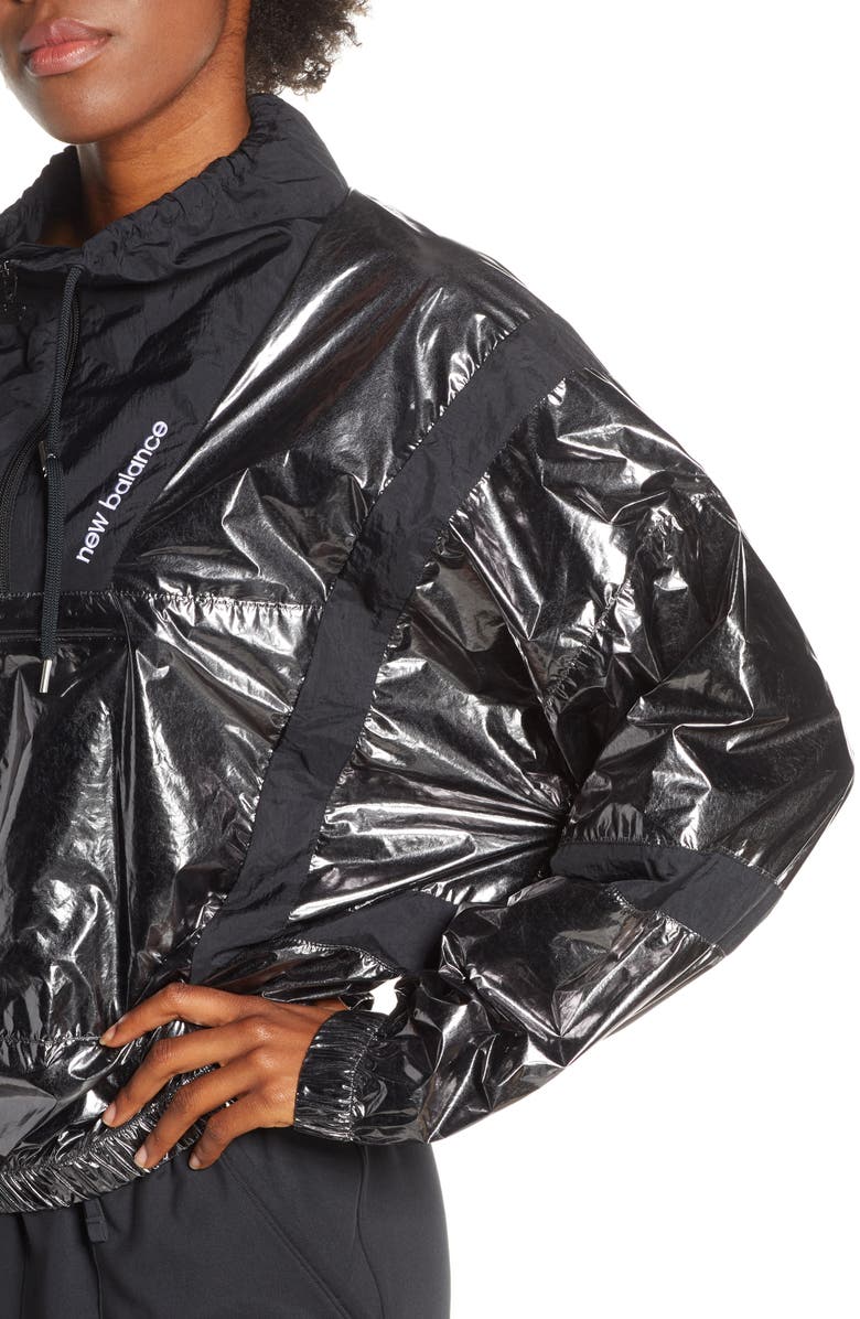 New Balance Select Metallic Quarter Zip Windbreaker, Alternate, color, 
