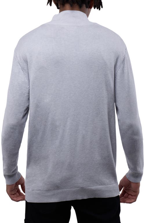Spring + Mercer Mock Neck Full Zip Sweater In Light Heather Grey