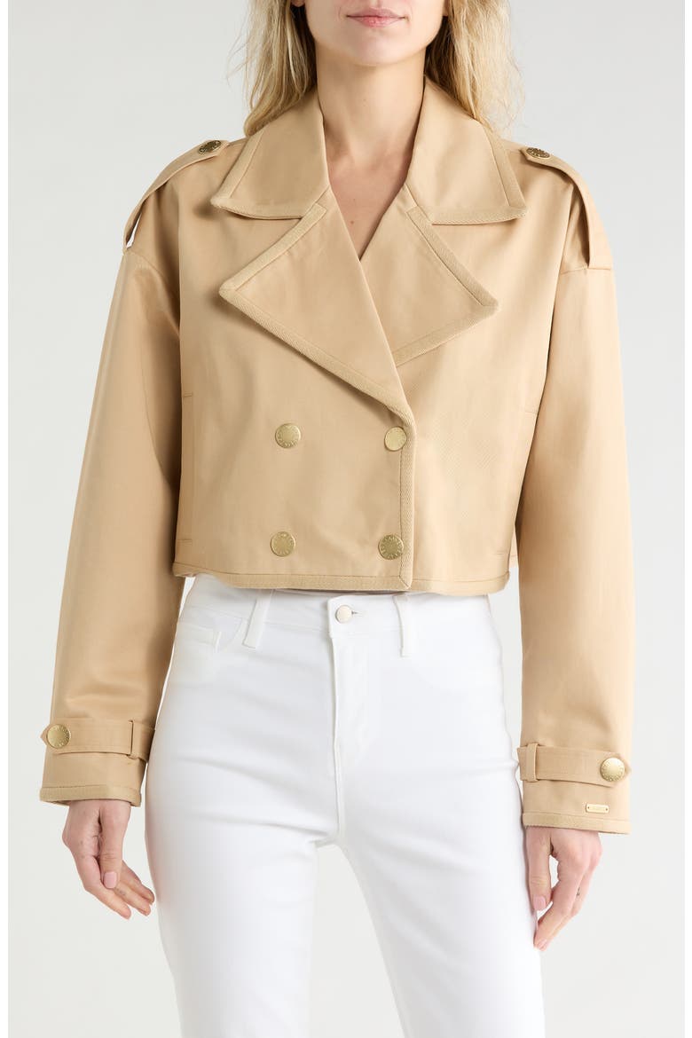 Kento Crop Cotton Trench Coat, Main, color, DOESKIN/ IKEBANA