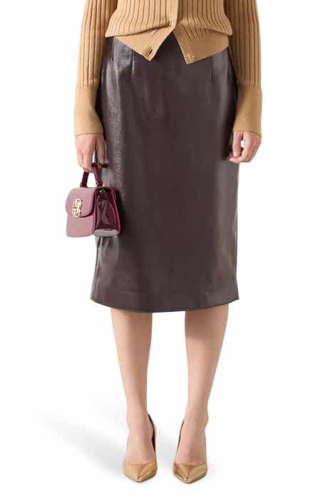 LK Bennett Marlene Faux Leather Midi Skirt