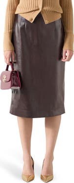 LK Bennett Marlene Faux Leather Midi Skirt