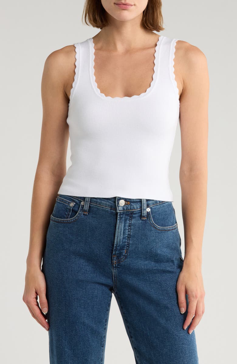 NSR Scalloped Knit Tank, Main, color, White