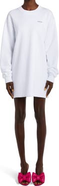 Off-White Floral Arrow Logo Long Sleeve Sweatshirt Dress