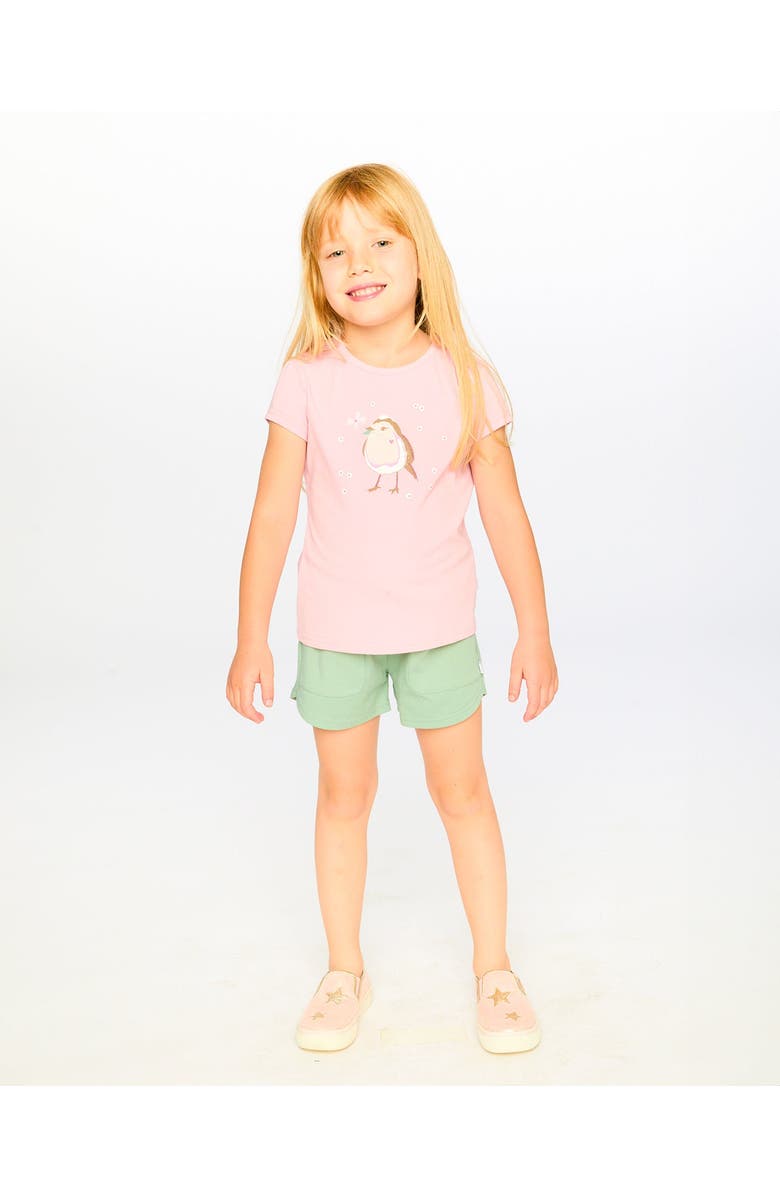 Deux par Deux Organic Cotton Elastic Drawstring Jersey Shorts, Alternate, color, Sage Green