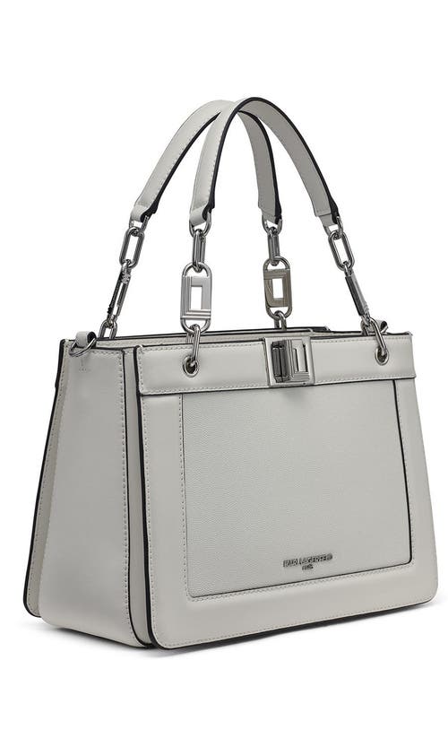 Karl Lagerfeld Paris Ivette Satchel In Winter White/silver
