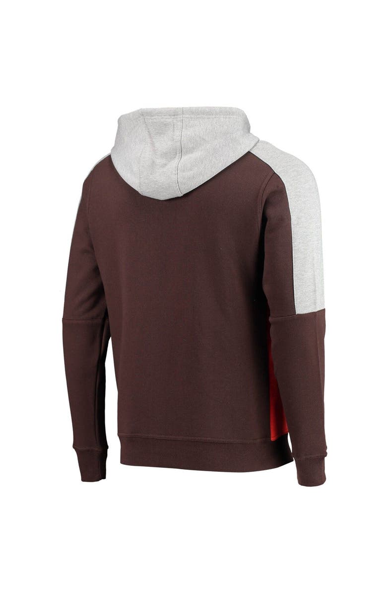 STARTER Men's Starter Brown/Orange Cleveland Browns Playoffs Color Block Full-Zip Hoodie, Alternate, color, Brown