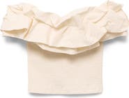 MANGO Smocked Ruffle Tube Top