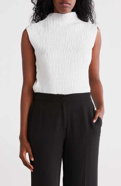 DKNY Funnel Neck Pleated Woven Top