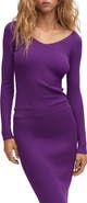 MANGO V-Neck Rib Crop Sweater