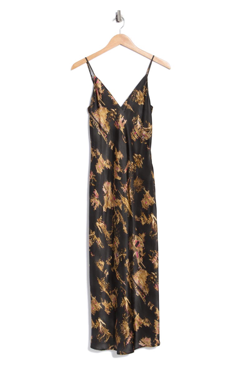 Seridie Silk Maxi Slipdress, Main, color, BLACK MULTI CHINOISERIE