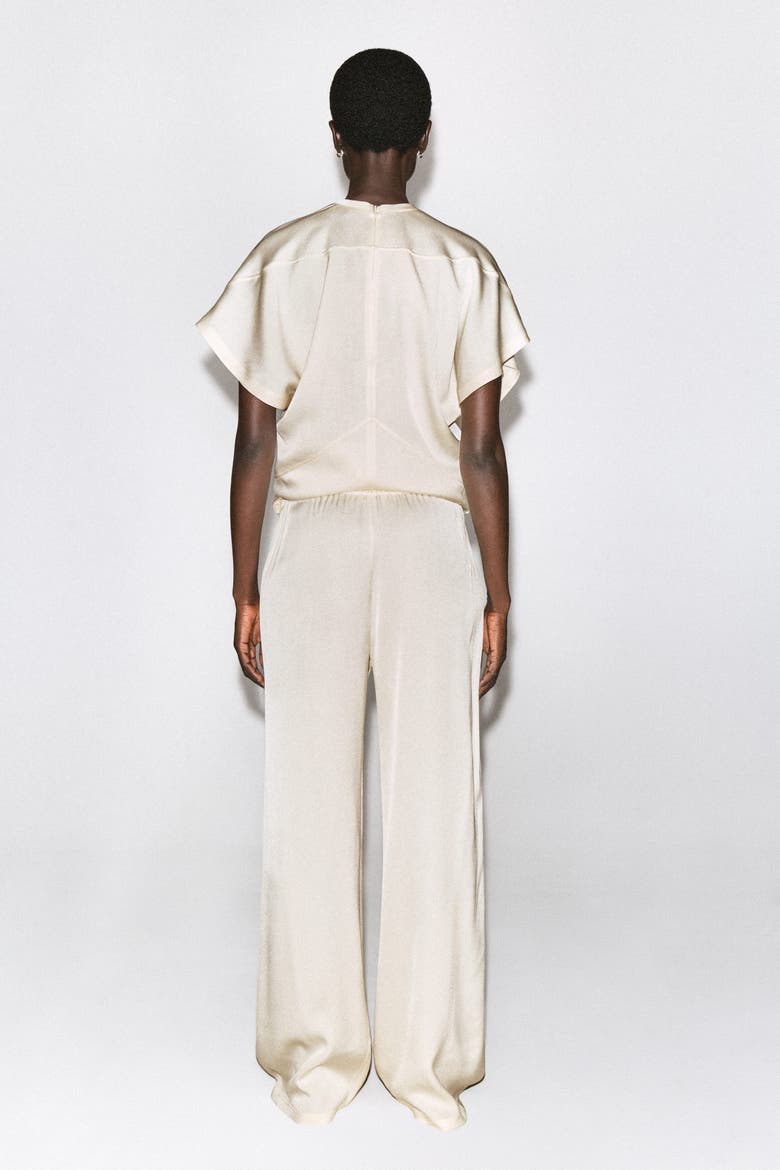 Elasticated Crepe Straight-Leg Pants, Alternate, color, IVORY